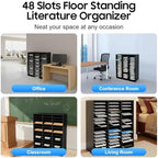 Literature Organizer with 48 Compartments, Adjustable File Sorter Mail Center, PVC Paper Storage Cabinet with Shelves for Home, Office & Classroom, Black - Image 5