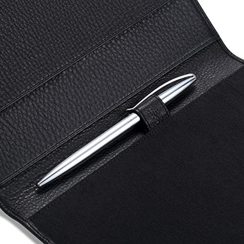 HISCOW Slim Leather Junior Padfolio, 5x8 Notepad Cover, Pebbled Black - Image 4