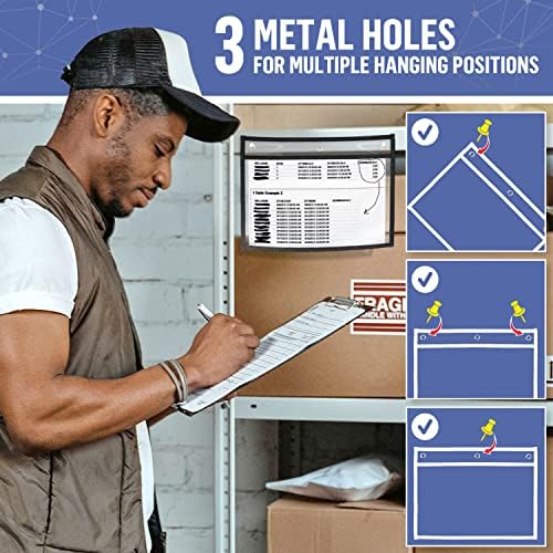 50 Pack Horizontal Job Ticket Holders 8.5x11 - Landscape Shop Ticket Holders 8 1/2 x 11 - Work Order Plastic Sleeves for Documents - Dry Erase Pocket Sleeve - Dry Erase Sleeves Clear Pocket Sleeve - Image 4