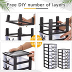 Thyle 2 Pcs Small Parts Organizer Drawers Stackable 7-drawer Box, Black - Image 4