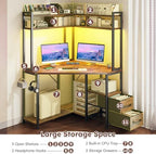 DurayLoly 63"Triangular Corner Desk with Hutch,Ample Storage for Small Room - Image 4