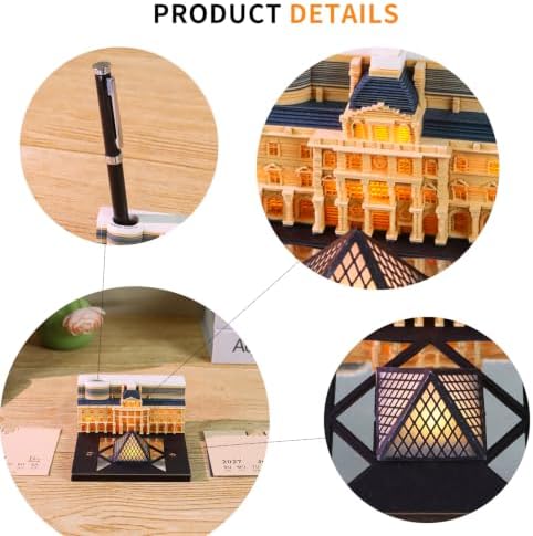 2027 Time Piece Calendar, 3D Sticky Notes 2027, Desk Calendar With LED Light, Tree Memo Pad Creative Artsy Pads 3D Art Calendar, Paper Carving Gift for Colleague Friend, Desktop Decoration (Louvre) - Image 5