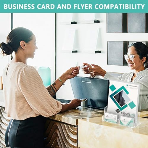 2 Pack Acrylic Brochure Holder 8.5 x 11 Inch with Business Card Holder, Clear Acrylic Brochure Holders Plastic Flyer Display Stand for Magazine, Pamphlet, Booklets, Menu, Journals, Literature - Image 7