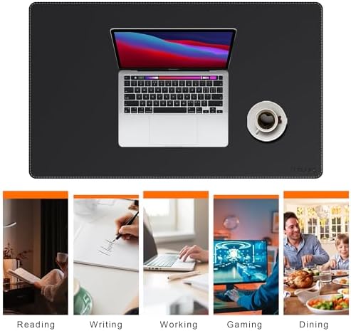 Mydours 36" x 24" XL Large Desk Mat - PU Leather Full Desk Mouse Pad, Black - Image 6