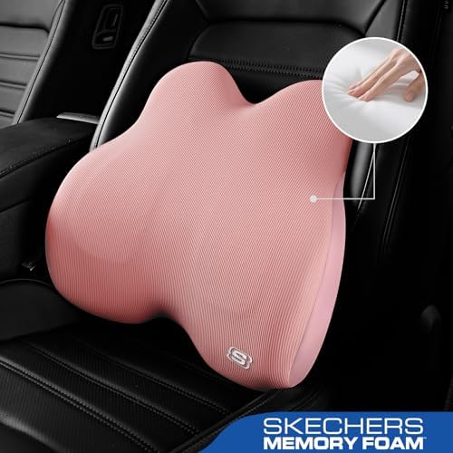 Skechers Women’s Lumbar Pillow,Memory Foam Lumbar Support Pillow for Office,Chair Lower Back Pain Relief Lumbar Pillow,Ergonomic Design Back Support Pillow for Office Chair,Car,Home,Travel,Pink - Image 2