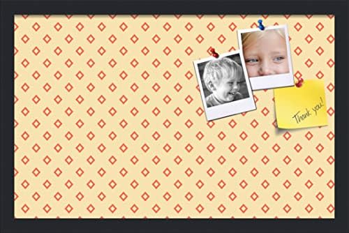 PinPix 22x14 inch Cork Bulletin Board. This Decorative Framed Pin Board Comes with Diamonds in Red and Yellow Design and Satin Black. Ideal for Home, Office Decor or School (PinPix-333) by PinPixBulletinBoards