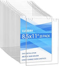 Acrylic Sign Holder 8.5x11 Vertical, Wall Mount Document Holder, Clear Plastic Picture Frame with Tape Adhesive and Screws for Office, Home, Store, Restaurant - 20 Pack by Ludery