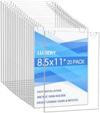 Acrylic Sign Holder 8.5x11 Vertical, Wall Mount Document Holder, Clear Plastic Picture Frame with Tape Adhesive and Screws for Office, Home, Store, Restaurant - 20 Pack by Ludery
