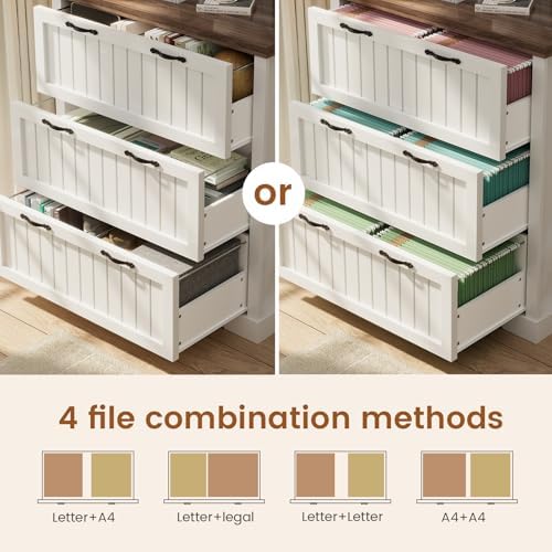 SEDETA Farmhouse 3 Drawer File Cabinet for Home Office - Image 3