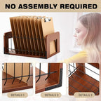 1 Pcs Vertical Clipboard Holder, 12Slot Clipboard Storage Rack, Walnut - Image 3