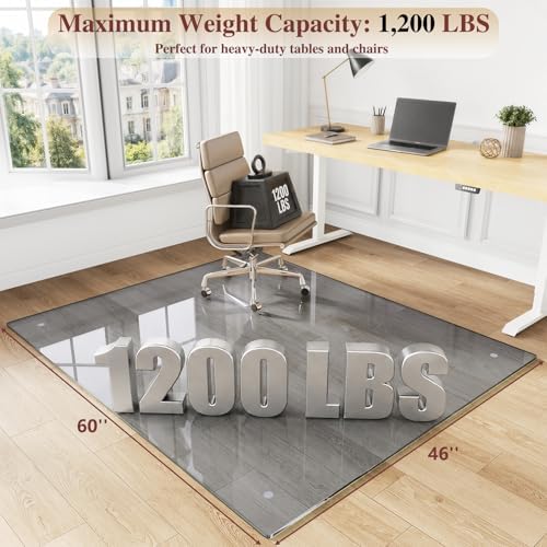 Tempered Glass Chair Mat for Carpet, 40"x60" Grey Floor Mat - Image 2