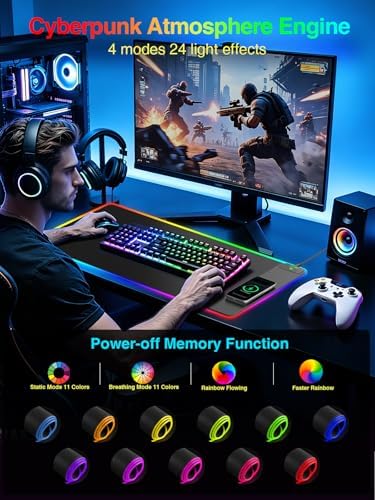 Wireless Charging Mouse Pad Gaming, 31.5"x15.8" Large Desk Mat, Waterproof - Image 3