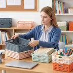 12 Pack Turn in Trays for Classroom, Stackable Plastic Paper Baskets with Handles, Letter Size A4 Teacher Desk Organizer Bins for Classroom Organization (Boho Colors) - Image 5
