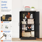 GAIOUS 43.3'' Tall Kitchen Pantry Cabinet, Black Metal Storage Cabinet - Image 4