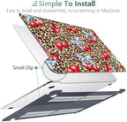 DONGKE for MacBook Air 13 Inch Case 2021-2018, Compatible with A2337 M1 A2179 A1932 Support Retina Display & Touch ID, Hard Shell Plastic Cover with Keyboard Skin - Cherry & Leopard - Image 5