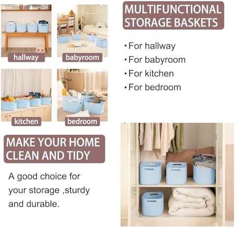 OIAHOMY 4 Pack Storage Baskets for Organizing 15L Storage Bins Light Blue - Image 6