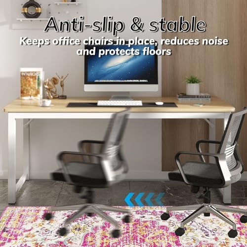 Office Chair Mat for Hardwood Floor, 48"x60" Anti-Slip Desk Chair Mat for Hard Floors, Under Desk Computer Rug for Rolling Chair, Easy Glide Floor Protector Mat for Home Office(Pink) - Image 3