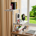 2-Tier Clamp On Desk Shelf, Clamp on Desk Shelf, 13 inch Adjustable Above or Under Wood Desk Storage Shelves, Heavy Duty Desktop Organizer for Working and Gaming Accessories, White - Image 5