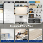 FLEXIMOUNTS 117"L Modular Garage Storage Cabinet with Workbench, White - Image 3