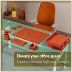 MOOGCO 12-Piece Leather Desk Set — Desk Pad 23.2" x 15.4", Double Document Tray, Pen Holder — Desk Organizer Set for Home Office & Executive Desk Accessories - Image 3