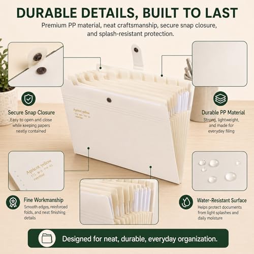 8 Pack Expanding File Organizer, 8 Pocket Accordion File Folders with Labels, Portable Plastic Document Paper Bill Receipt Organizer with Snap Closure for School Office Home, Letter/A4 Size, 4 Colors - Image 7