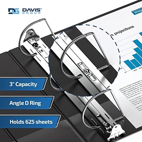 Premium Economy 3-Ring Binder, Spine Label, 3" Round Rings, Black, 6 Pack - Image 2