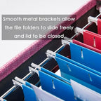 PRANDOM File Organizer Box - Set of 4 Collapsible Decorative Linen Filing Storage Hanging File Folders with Lids Office Cabinet Letter Size Pink (14x9.3x10.8 inch) - Image 4