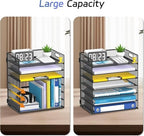 7 Tier Paper Organizer for Desk with Mesh Letter Trays and Handle 2 Pack - Image 6