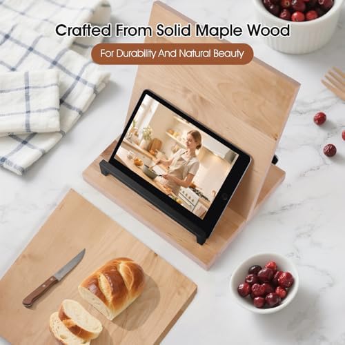 Wooden Recipe Book Holder& Kitchen Serving Tray for Kitchen Counter Decor - Image 4