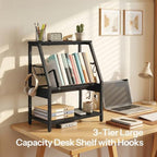 HOOBRO Desktop Bookshelf, 3-Tier Desk Organizer Shelf, Small Office Shelves - Image 4