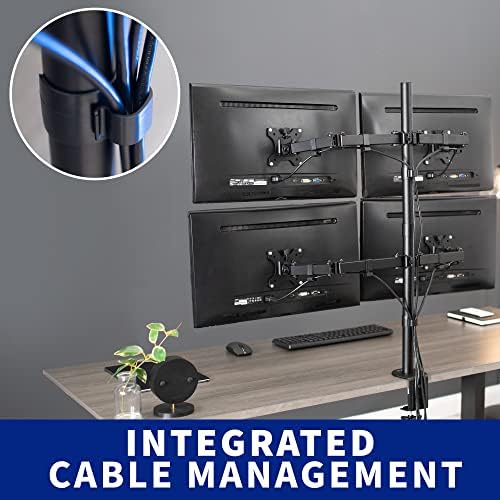 VIVO Quad 13 to 30 inch LCD Monitor Desk Mount | Adjustable 4 Screen Stand - Image 6