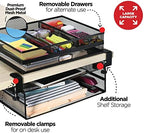 Homeify Under Desk Drawer Organizer Clamp-On, Mesh Metal Drawer Attachment, 2 Drawer Slide Out, On Or Under Desk Organizer For Office Supplies & Home Essentials (2 Drawers) - Image 6