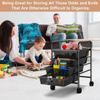 Rolling Storage Cart with Drawers 4-Tier Office Transparent Black - Image 6