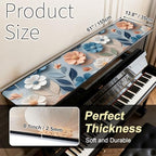 Piano Top Runner Mat, Non-Slip Rubber Bottom, Free Cut Protector Dust-Proof Covers for Musical Instrument, Chiffonier, Chest of Drawers, TV Stand, Television Cabinet (Watercolor Flora, 61" x 13.8") - Image 2