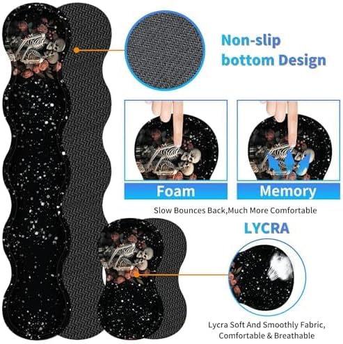 4Pcs Memory Foam Keyboard Wrist Rest Desk Mat Set, Skull - Image 2