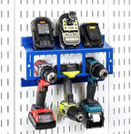 Wall Control Drill Holder Power Tool Storage Rack - Compact Impact Drill Battery Power Tool Pegboard Organizer Pegboard (Blue) - Image 2
