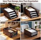 Solid Wood Stackable Letter Tray, 4-Tier Desk File Organizer for A4 Paper - Image 7