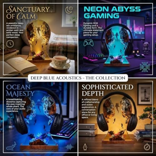 Cool Headphone Stand Holder for Desk, Handmade Ocean Lamp, Ocean Gifts - Image 5
