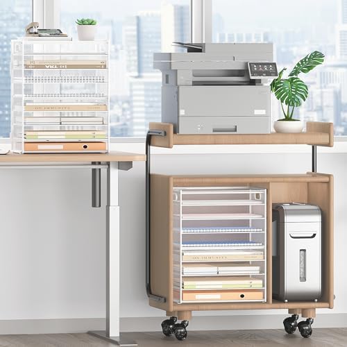 SUBEKYU 9 Tier Paper Letter Tray Desk Organizer with Handles - White Metal Mesh File Holder Paper Sorter Desk Organizer for Office Home School, Include 6 Pcs Adjustable Slid Tray, 6 Colors Available - Image 4