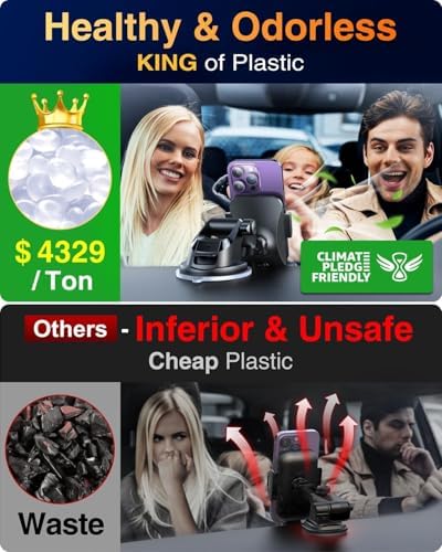 VANMASS【85+LBS Strongest Suction & Military-Grade Ultimate Car Phone Mount【Patent & Safety Certs】 Cell Phone Holder for Dash Windshield Vent for iPhone 17 Pro Max Automobile Interior Sets, Ink Black - Image 3