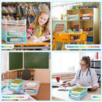 Weysat 12 Pcs Turn in Trays, Classroom Paper Tray, Pastel, Narrow - Image 6