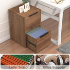 File Cabinet 2 Drawer, Wood Filing Cabinets with Hanging Bars for Letter Size, Samll Filing Cabinets for Home Office, Under Desk Storage Cabinet, Assembly Required, Brown - Image 5