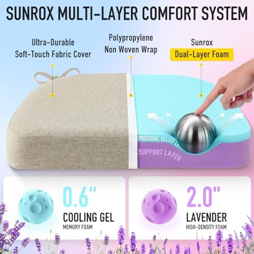 SUNROX Cooling Gel Memory Foam Chair Cushions, 2.6" Thick U-Shaped Dual-Layer Comfort Dining Chair Pads, Non Slip Seat Cushion with Ties for Indoor Kitchen Office 17"x16" Set of 8, Cream - Image 2