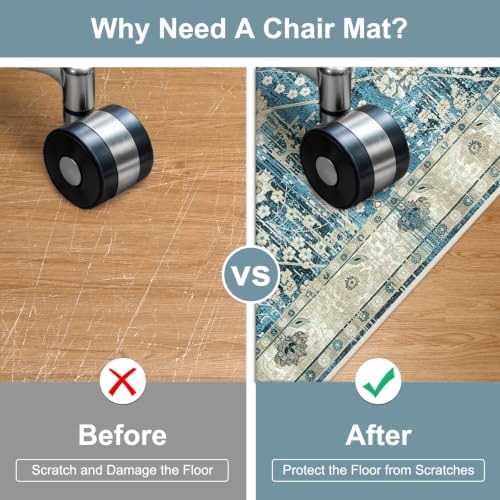 Anidaroel Home Office Chair Rug for Hardwood Floor, 36"x48" Rolling Chair Protector, Computer Gaming Rug, Low Pile Carpet Floor Mat - Image 3