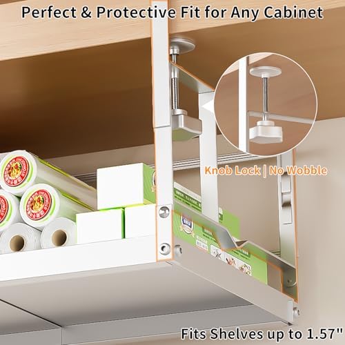 prueBox Under Shelf Storage Basket Organizer Adjustable Hanging Holder with Knob Lock, Heavy Duty Metal Panel for Pantry, Kitchen, Office, Closet, 11.8"-19.3" Wide, White, 1 Pack - Image 3