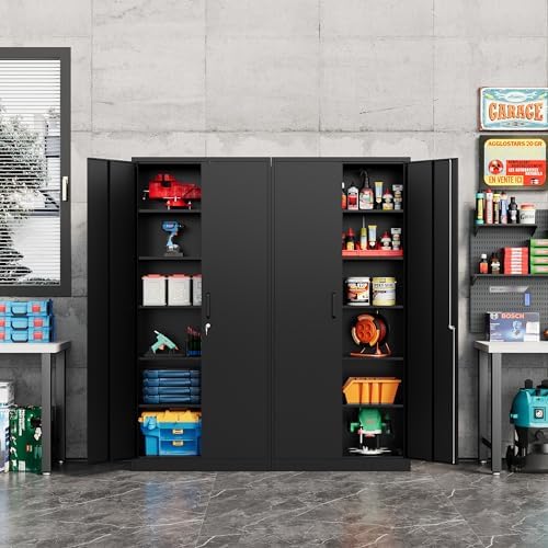 Fesbos Metal Storage Cabinet-72” Tall Steel File Cabinet with Lockable Doors and Adjustable Shelves-Black Steel Storage Cabinet for Home, School, Office, Garage - Image 5
