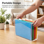 Acrylic File Folder Organizer, Clear Hanging Organizer Box for Letter Size, 5mm Thick Desktop File Holder with Handles, Slim Filing Storage Box for Desk Office Home - 1 Pack - Image 3