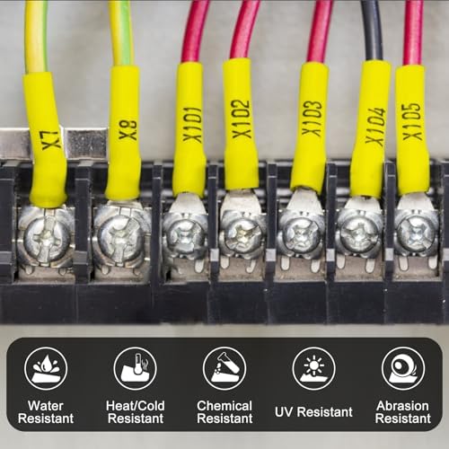 5 Pack Compatible for Dymo Rhino 1805444 Black on Yellow 1" x 4.9' Industrial Heat Shrink Tube Labels for Rhino 6000 6500 Label Maker - Image 5