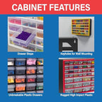 Akro-Mils 64-Drawer Plastic Storage Cabinet, 20" W x 6" D x 16" H, Black - Image 6