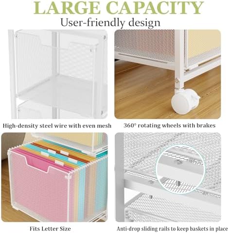 Rolling File Cart with 2 Storage Drawers,Under Desk Storage Cart - Image 6